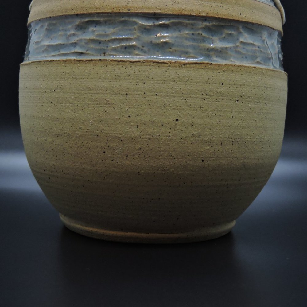 Stoneware Banded Glaze Magnolia Flower Vase Signed - Picture 6 of 15